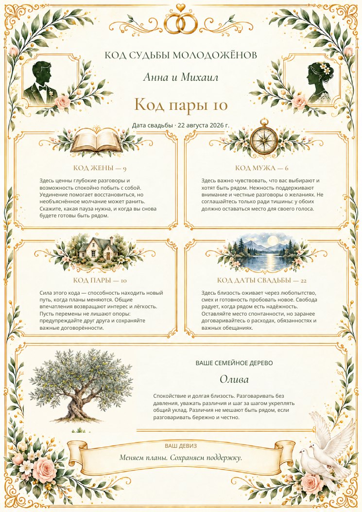 Страница 9: Итоговая карта вашей семьи
